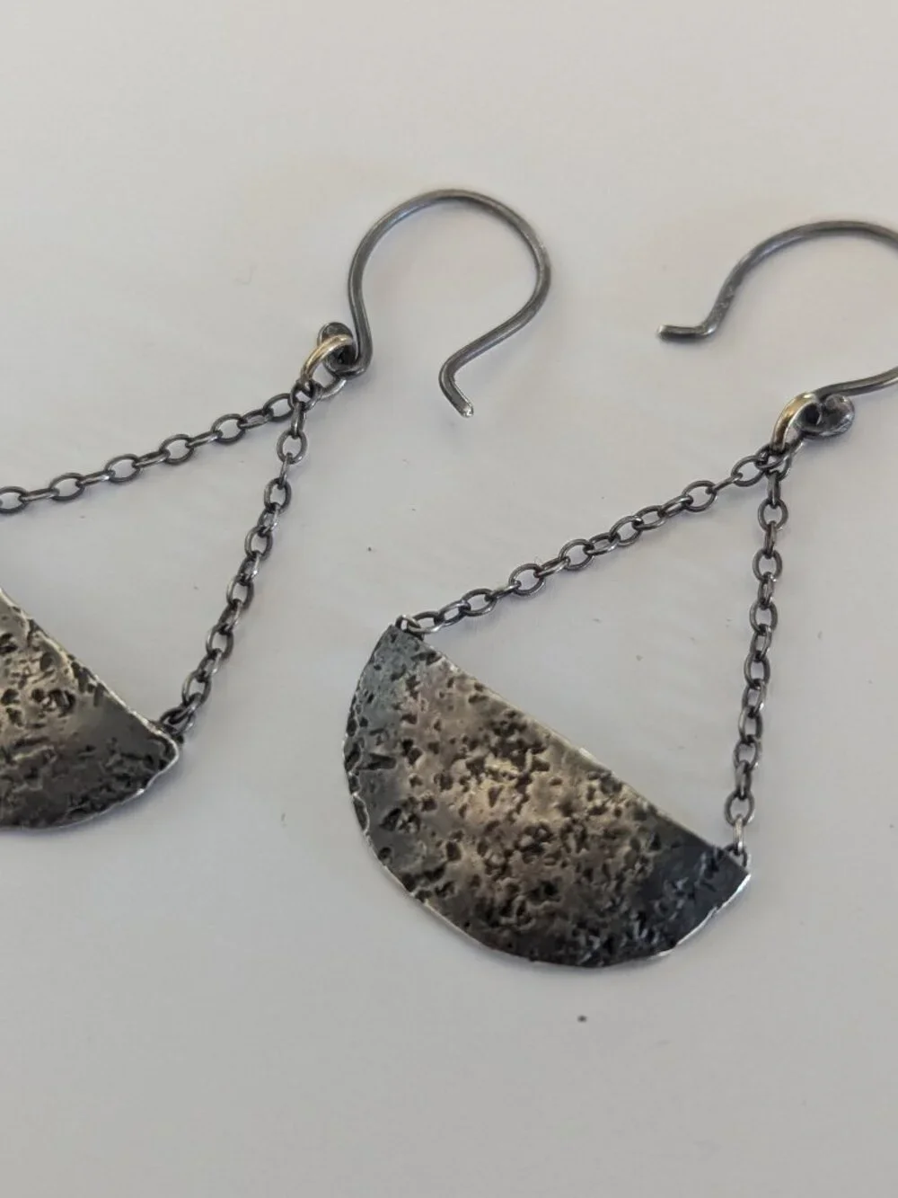 Artisan Hand Made 925 Sterling Silver Abstract Dangle Hook Earrings